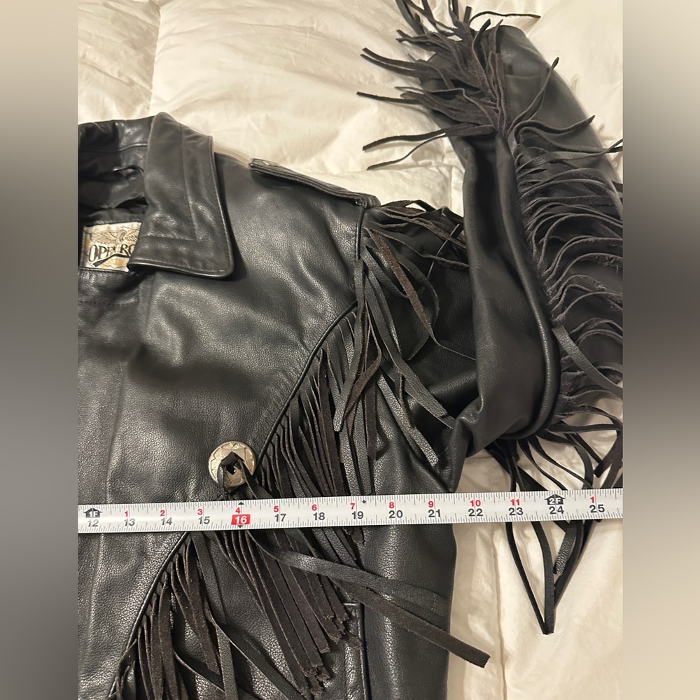 Open Road for Wilson Vintage Black Leather Fringe Jacket - Picture 14 of 14